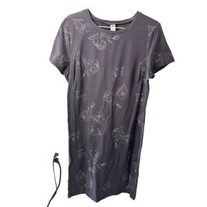 Women's Old Navy T-Shirt Dress Size Large Tall Dark Gray With Flowers NWT